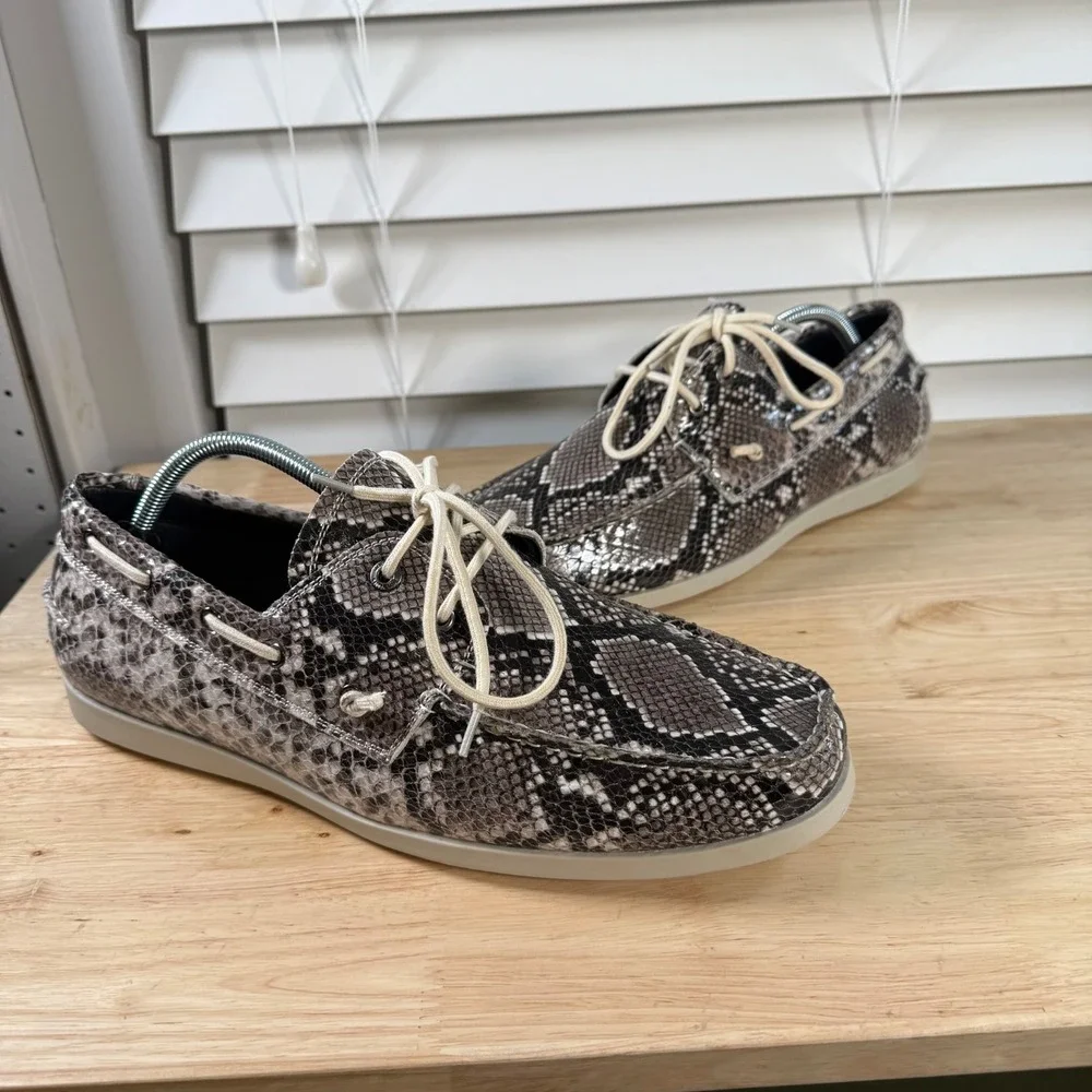 Steve Madden Gametyme Boat Shoes Men's Snake Print Round Toe Casual - 13